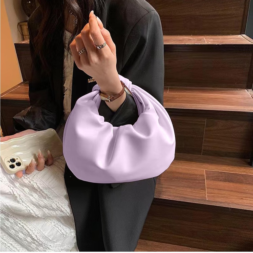 Purple wrinkled leather cloud shape knot hangbang